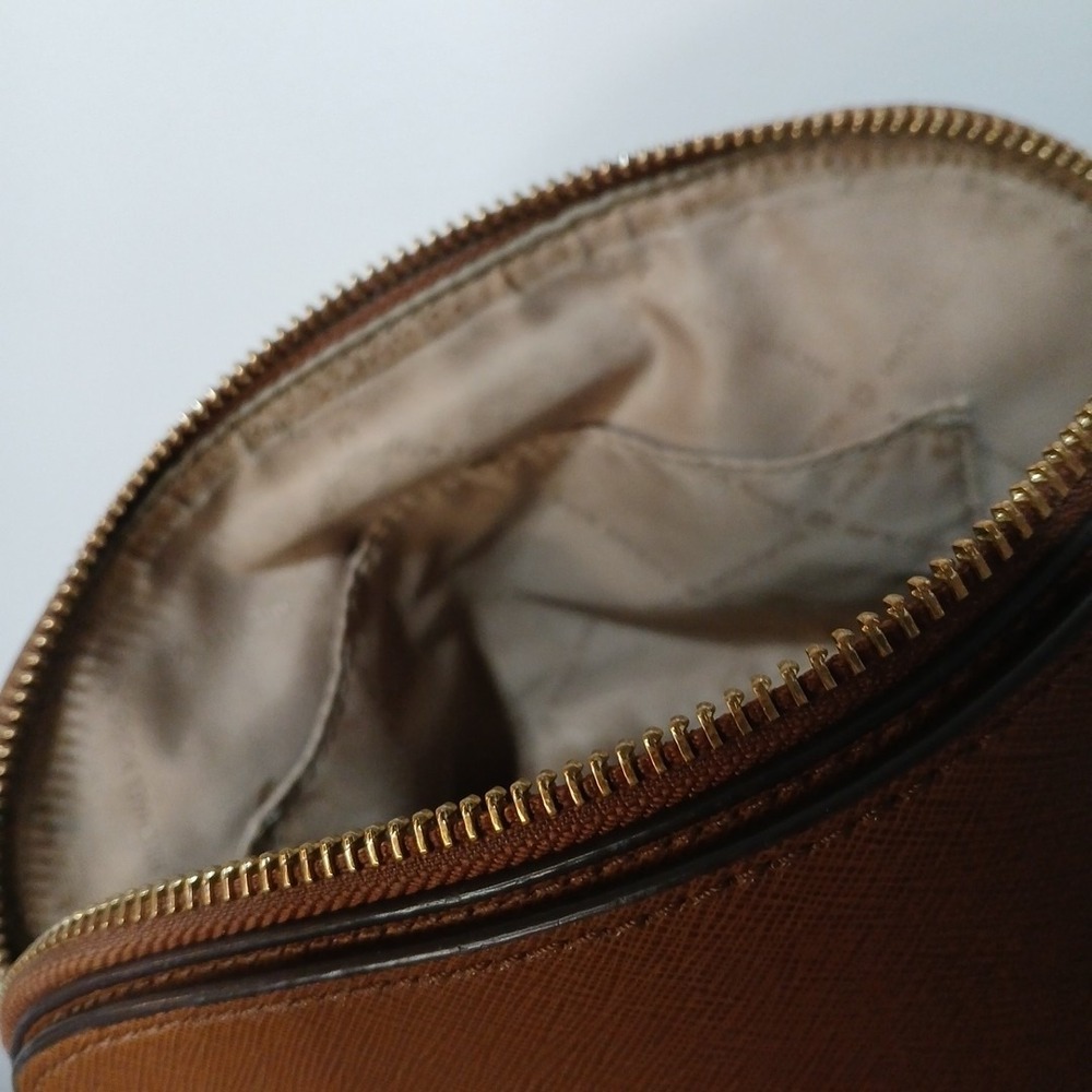 Michael Kors Cindy Dome Crossbody Bag Luggage Brown Saffiano Leather Chain Strap - Picture 7 of 14